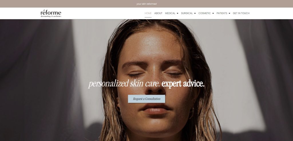 Réforme Dermatology & Aesthetics website hero image